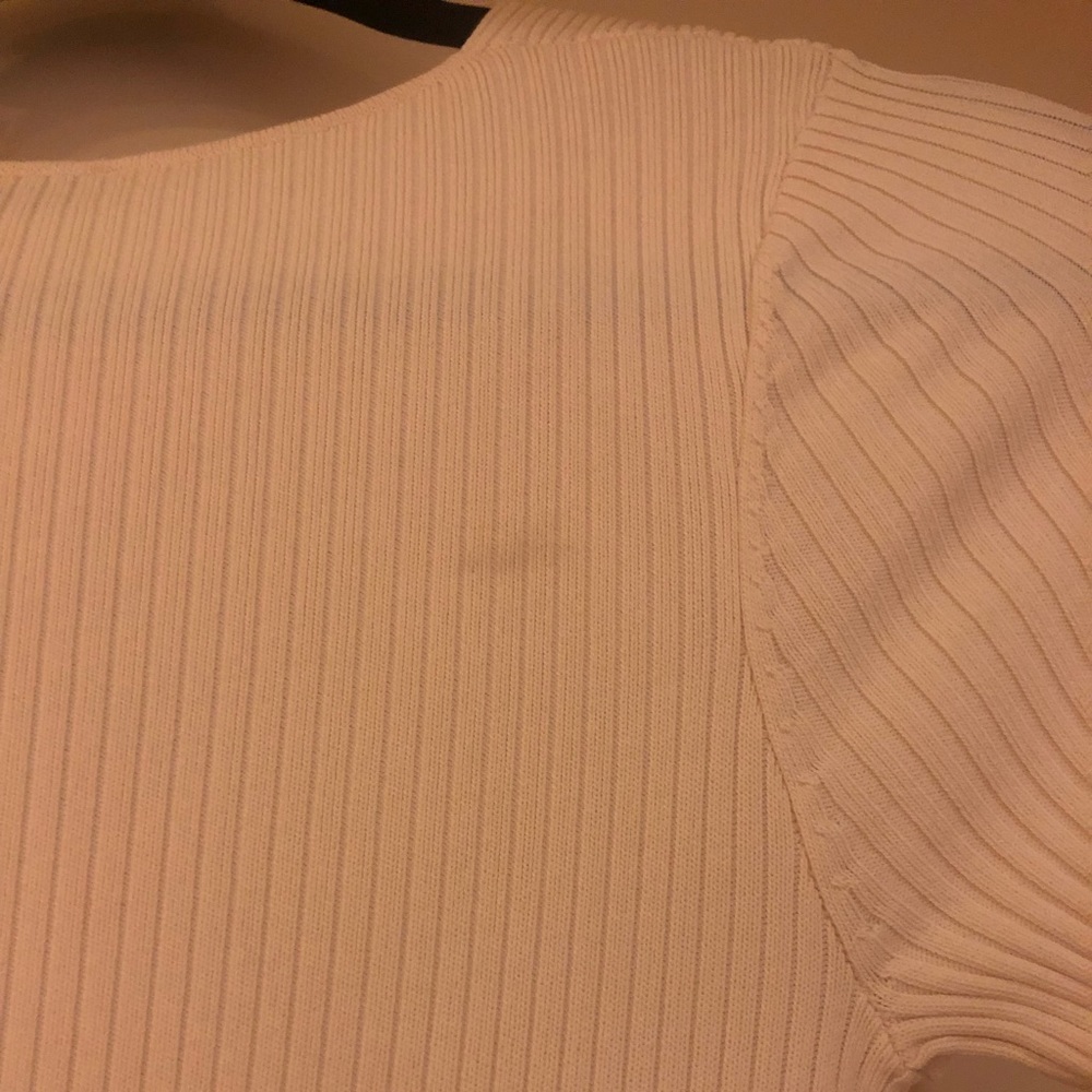 Zara Long Cream Ribbed Dress - Picture 6 of 6